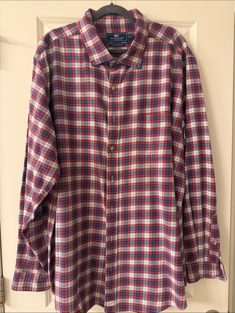 Vineyard Vines Red, Blue & White Plaid Cotton Button-Down Shirt